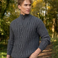 Niall Steel Grey Half Zip Cable Sweater