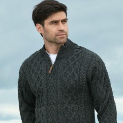 Charcoal Half Zip Cable Sweater