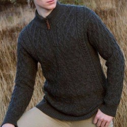 Charcoal Half Zip Cable Sweater