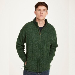 Lined Full Zip Neck Sweater, Pickle Green