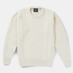 Natural Unisex Crew Neck Aran Sweater