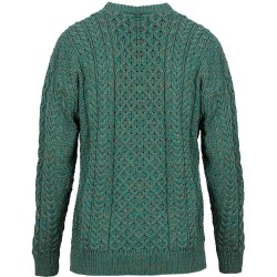 Army Green Unisex Crew Neck Aran Sweater